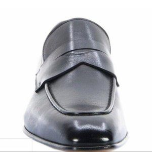 NIB Santoni Black Dress Leather Loafers  9D